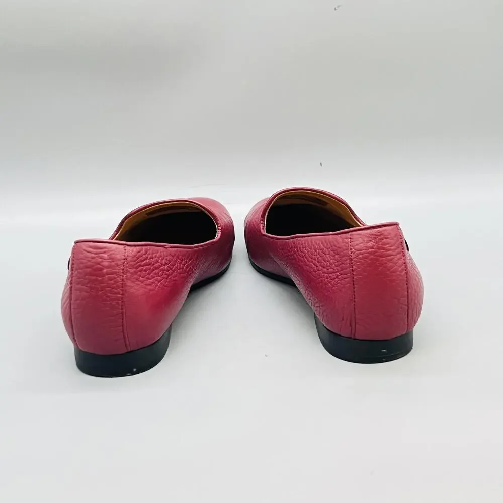 Vionic Shoes Womens 9 Pink Pebbled Leather Loafer Flats Slip On Comfort Casual